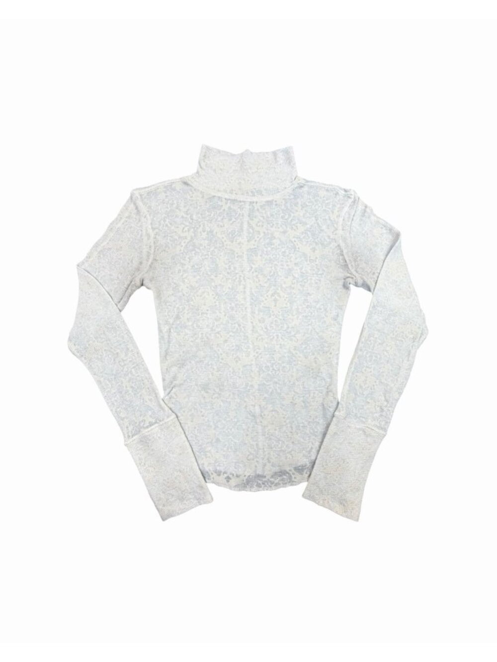 Free People We The Free Light Blue Floral Thermal Turtleneck Top XS Boho